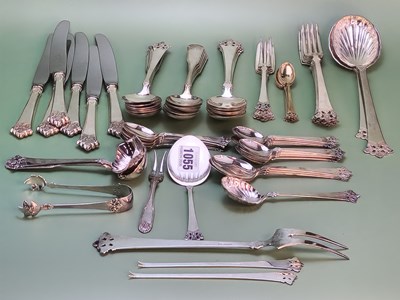 Lot 1055 - A Norwegian 830 silver set of loose cutlery...