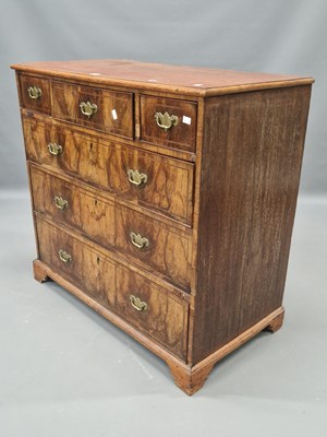 Lot 1062 - An 18th century walnut chest of three small...