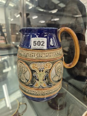Lot 502 - A Doulton Edward VII coronation jug together...