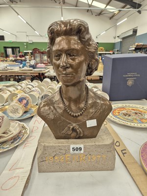 Lot 509 - A copper rich bust of Queen Elizabeth II...