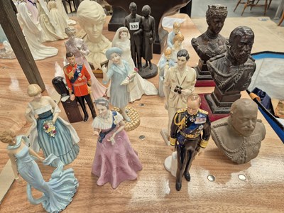 Lot 530 - Robinson & Leadbeater bronzed busts of Edward...