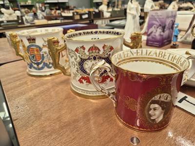 Lot 554 - A Royal Albert 1953 two-handled mug, a Paragon...