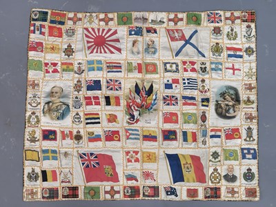 Lot 1072 - A textile panel sewn with BDV cigarette silk...