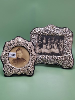 Lot 1080 - Two Birmingham pierced floral silver mounted...