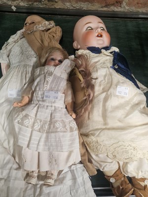 Lot 1082 - A wax headed doll, an Armand Marseille 300...