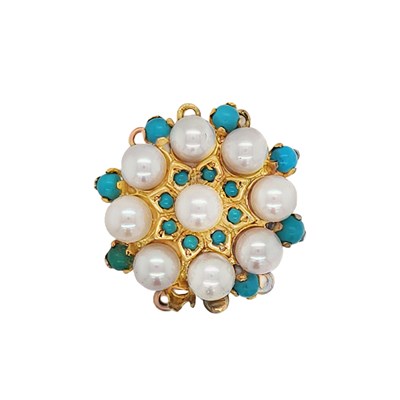 Lot 1111 - A vintage 9ct hallmarked gold, turquoise and...