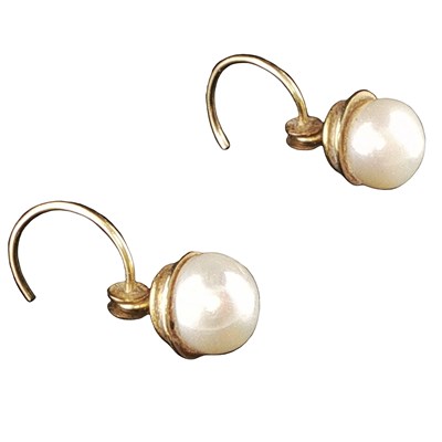 Lot 1117 - A pair of mid-century cultured pearl drop...
