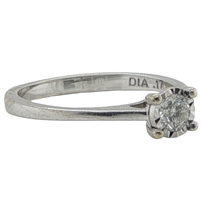 Lot 1119 - 9ct white gold round brilliant-cut diamond...