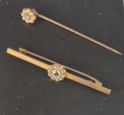 Lot 1121 - An antique old cut diamond and pearl cluster...