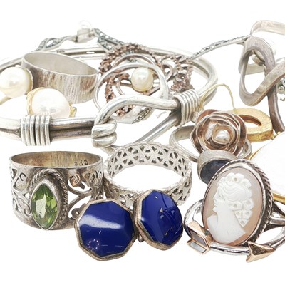 Lot 1127 - A collection of silver jewellery, unhallmarked,...