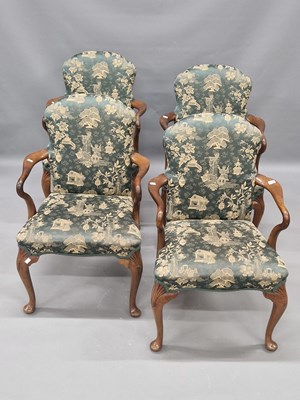 Lot 1339 - A set of four mahogany elbow chairs with...