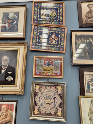 Lot 587 - Four wool needle works with royal subject...