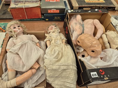 Lot 610 - Two German bisque-headed dolls together with...