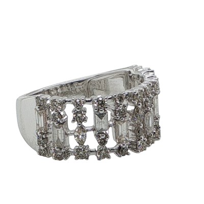 Lot 1150 - A 9ct white gold three quarter openwork band...