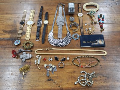 Lot 1158 - Wrist Watches and jewellery: a lady's Burberry,...