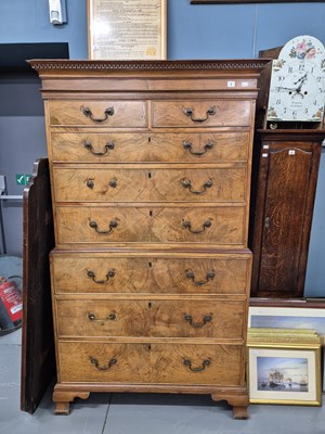 Lot 1 - A Georgian and later walnut chest on chest /...