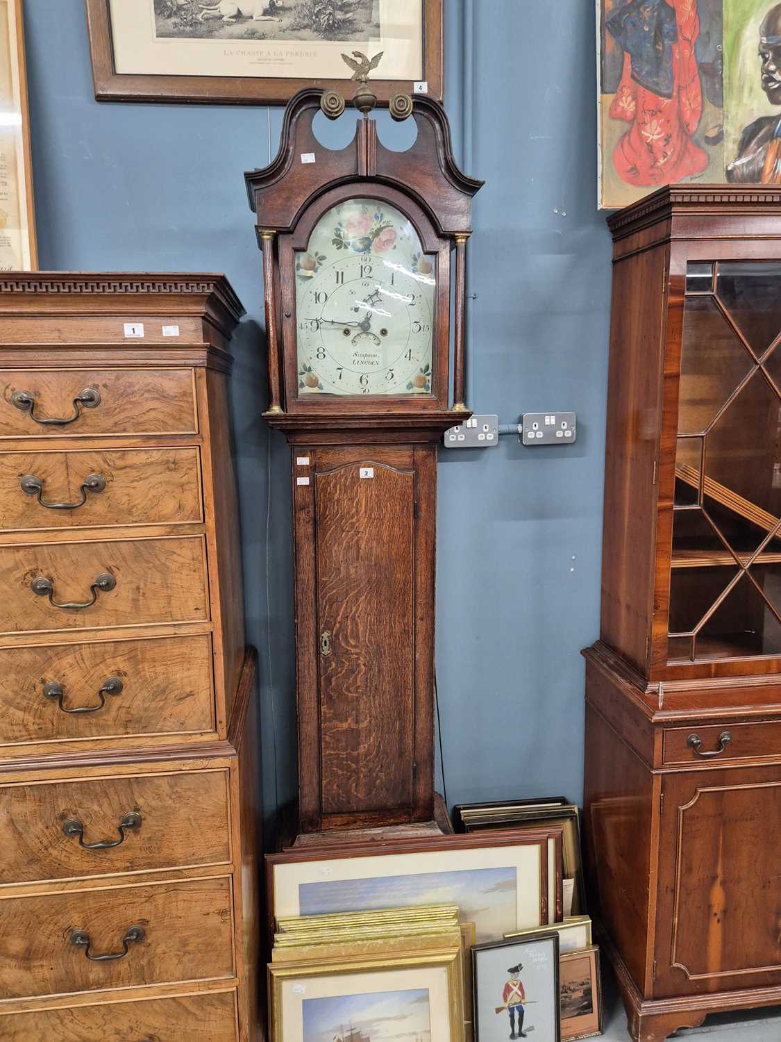 Lot 2 - An early 19th century oak cased 8 day longcase...