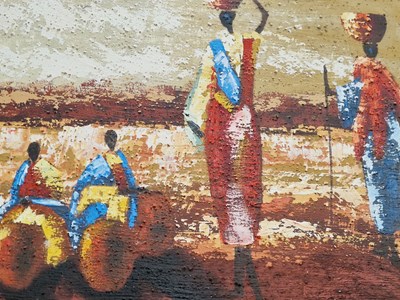 Lot 6 - A group of eight large decorative oil /acrylic...