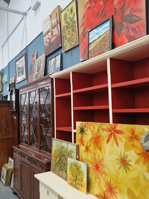 Lot 6 - A group of eight large decorative oil /acrylic...