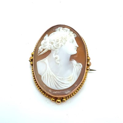 Lot 1165 - An antique portrait cameo brooch in a 9ct...