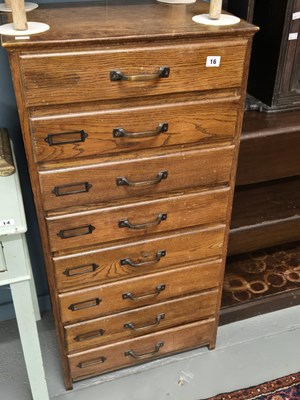 Lot 16 - A vintage oak eight-drawer file chest H 108 W...