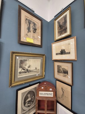 Lot 23 - A good group of six monochrome etchings,...