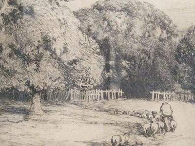 Lot 23 - A good group of six monochrome etchings,...