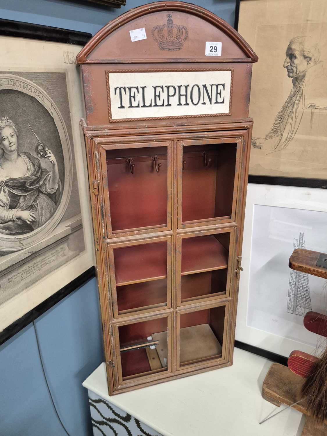 Lot 29 - A decorative phone box styled wall cabinet H...