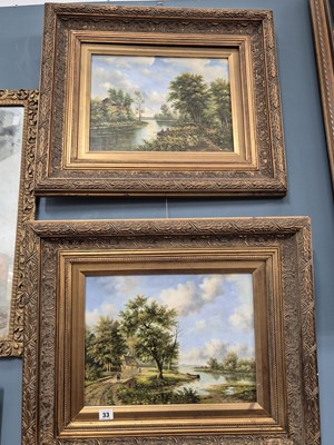 Lot 33 - A pair of gilt-framed oil paintings, river views