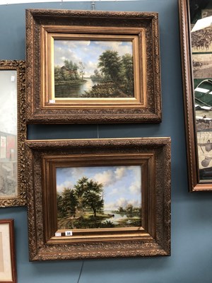 Lot 33 - A pair of gilt-framed oil paintings, river views