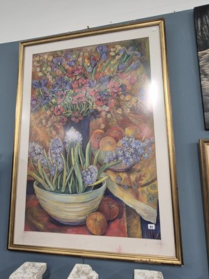 Lot 41 - A large pastel drawing, still life with fruits...