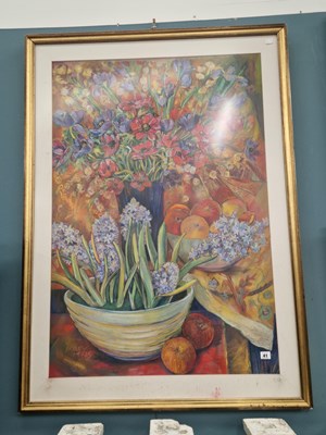 Lot 41 - A large pastel drawing, still life with fruits...