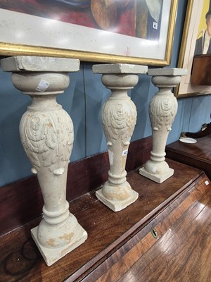 Lot 42 - Three antique style plaster columns each H 50...