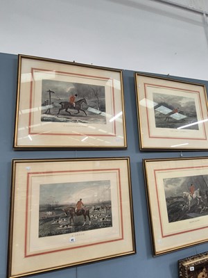 Lot 45 - A set of four antique hunting prints, a...
