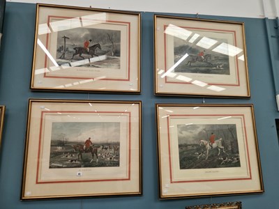 Lot 45 - A set of four antique hunting prints, a...