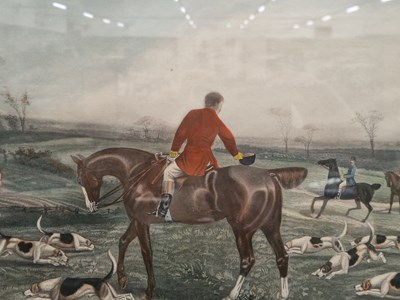 Lot 45 - A set of four antique hunting prints, a...