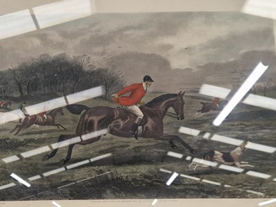 Lot 45 - A set of four antique hunting prints, a...