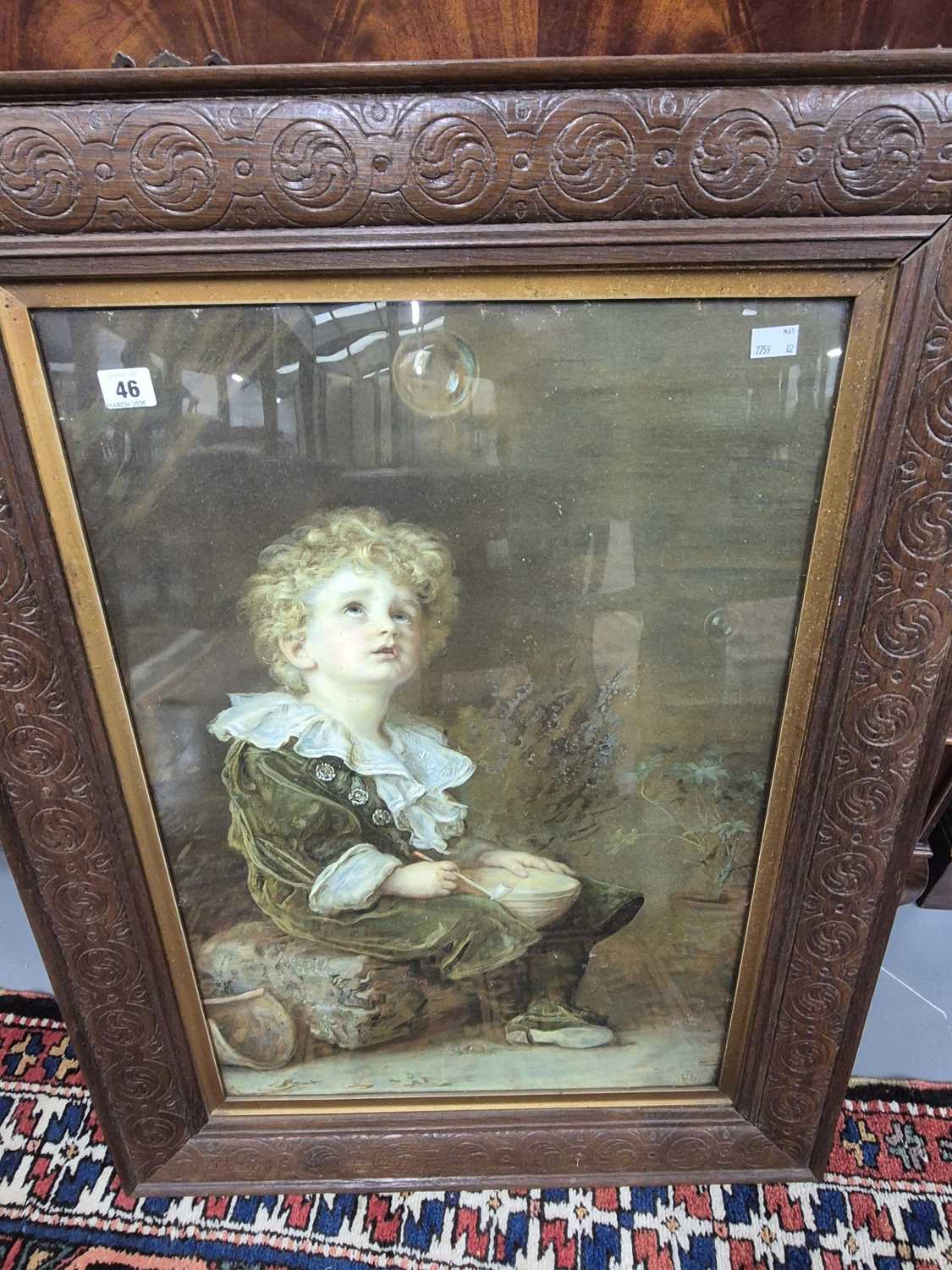 Lot 46 - An Edwardian oak-framed Pears print 'Bubbles'