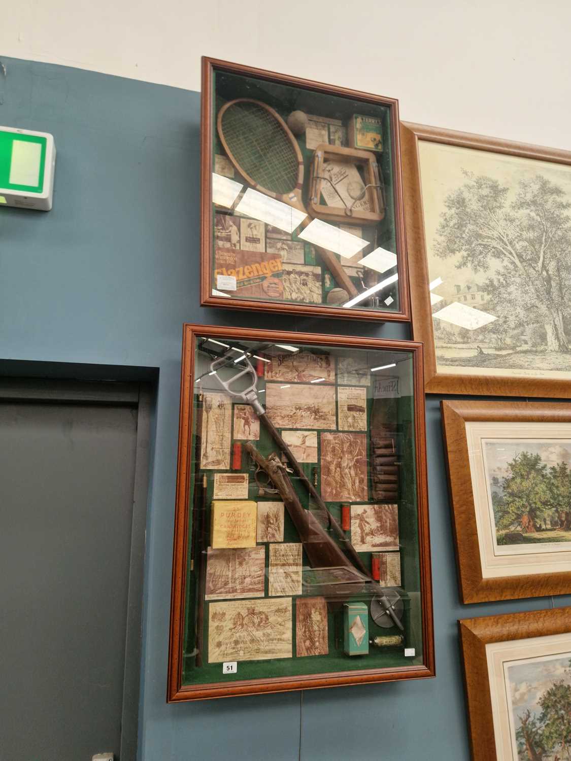 Lot 51 - A sporting gun display and a similar tennis...