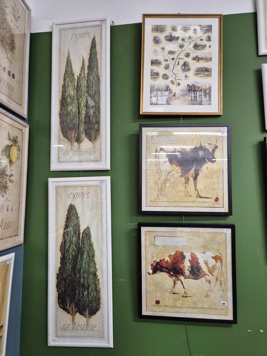 Lot 64 - Seven large decorative furnishing prints,...