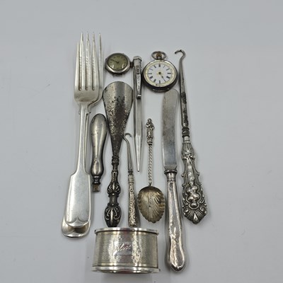 Lot 1173 - A Georgian hallmarked silver fork, another...