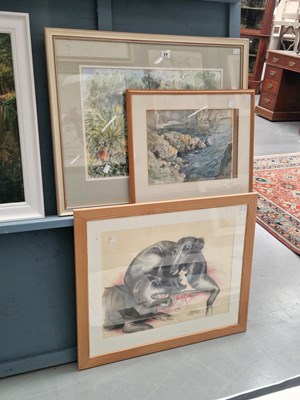 Lot 77 - Three watercolours and a pastel study of dogs