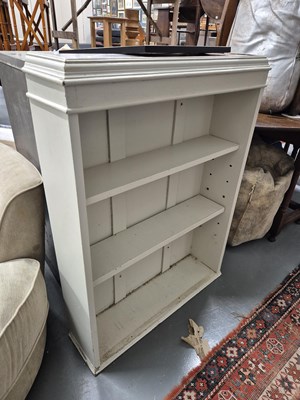Lot 80 - A small bookcase with a marble inset top H 100...