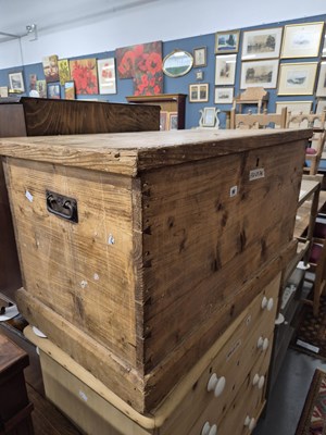 Lot 90 - An antique pine blanket box H 50 W 91 D 48cm
