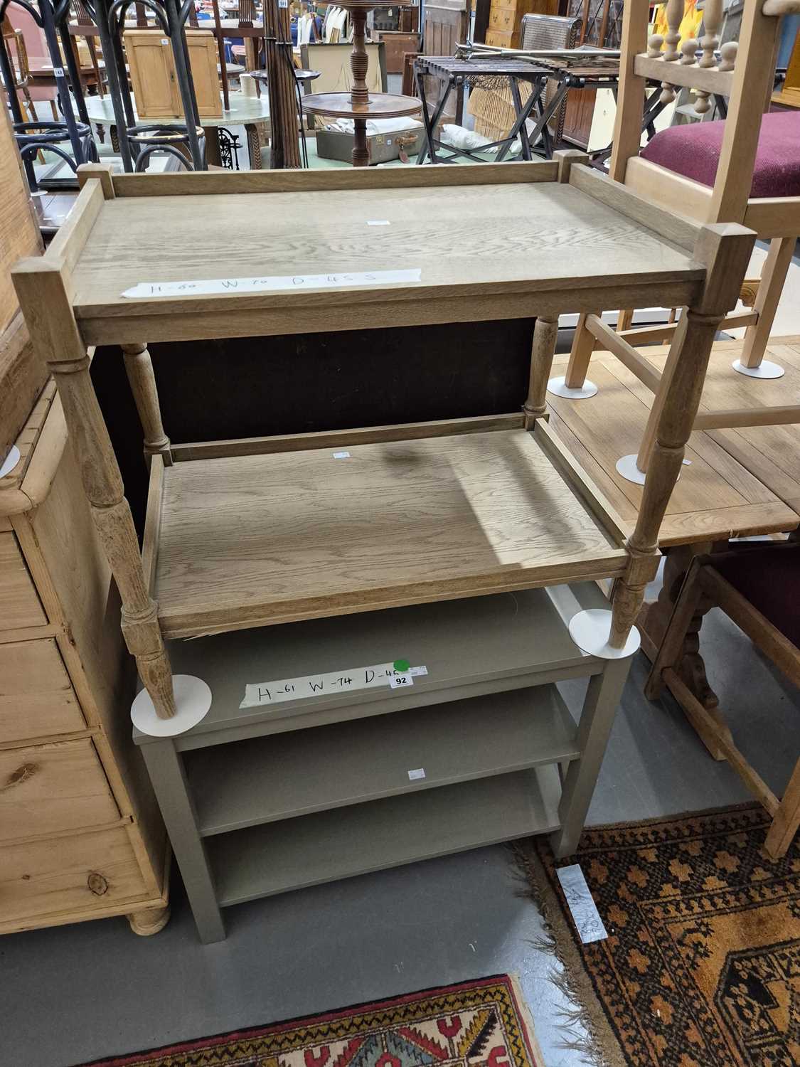 Lot 92 - A decorative painted three-tier stand and a...