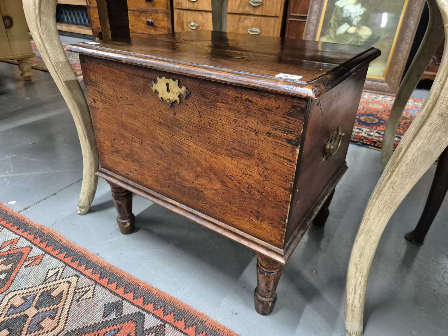 Lot 97 - A pine box stool.