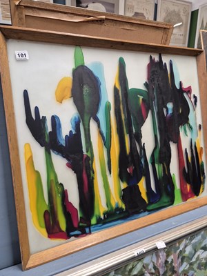 Lot 101 - An unusual acrylic painting on an opaque glass...
