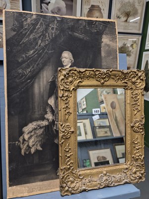 Lot 103 - An 18th century portrait print and a gilt...