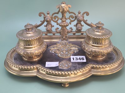 Lot 1346 - A Victorian brass and mahogany two receiver...
