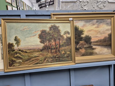 Lot 113 - Two oils on canvas, rural river and path scenes